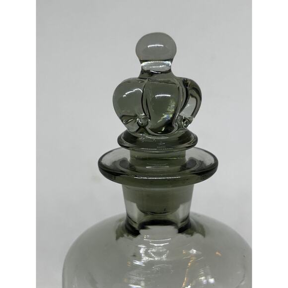 Danish Vintage Holmegaard Smokey Gray Gradient Glass Decanter With Crown Stopper - Picture 3 of 9